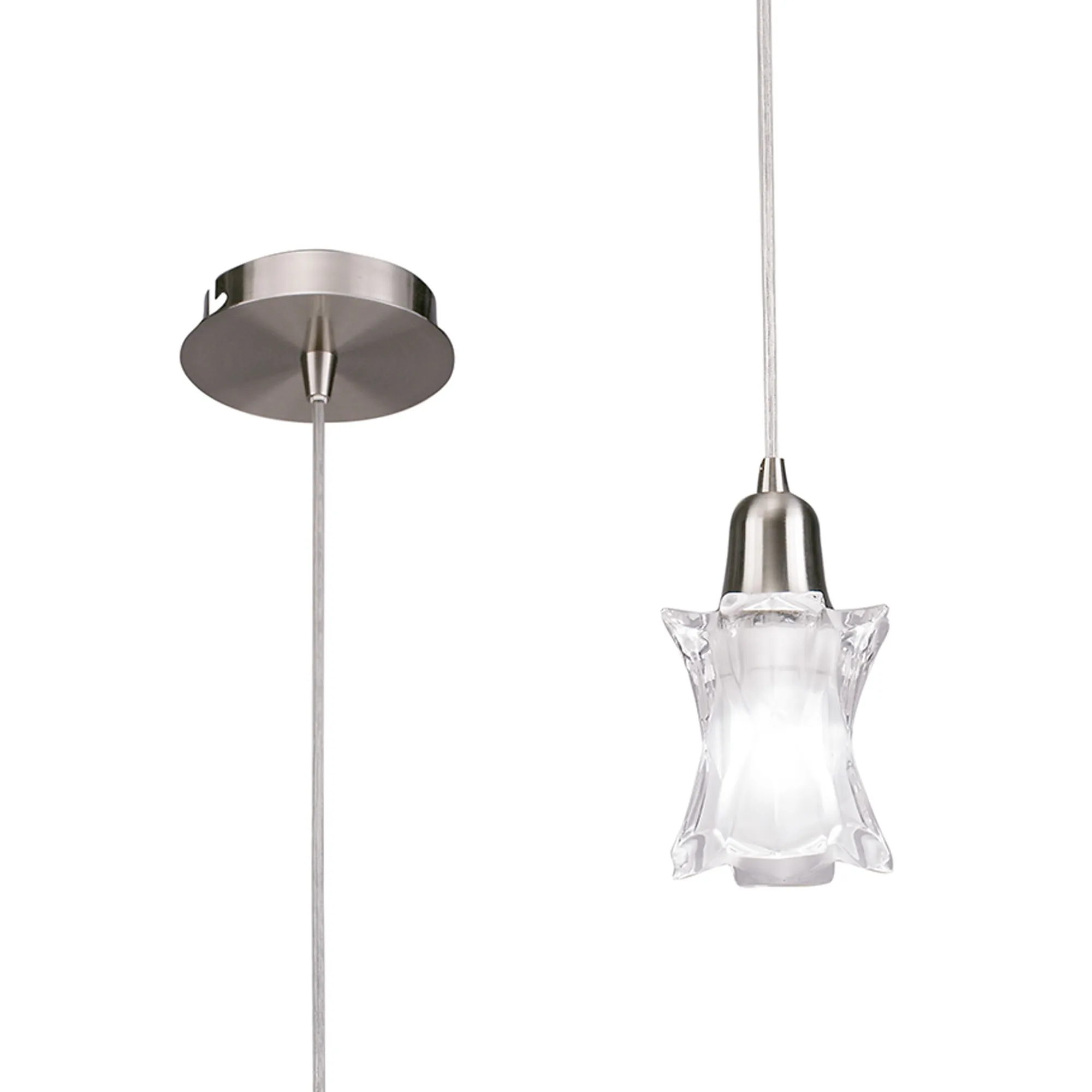 M8612/1  Alaska GU10 SN Square Pendant 1 Light